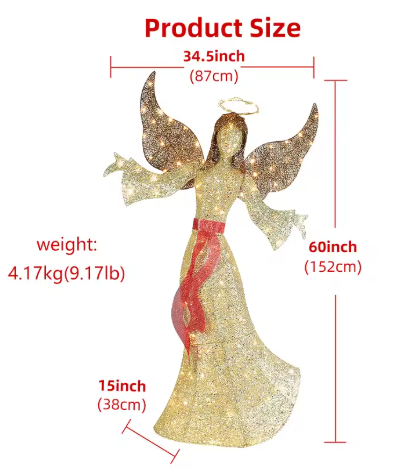 Golden 1pc Christmas Angel lamp decoration