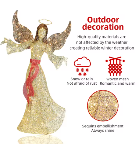 Golden 1pc Christmas Angel lamp decoration