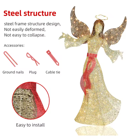 Golden 1pc Christmas Angel lamp decoration